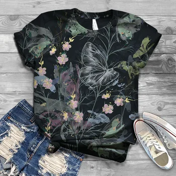 2021 tendencija moteriški marškinėliai vasaros moterų plius dydis multi-color 90 stilių drugelis tikėjimo moterų grafinis drugelis akvarelė