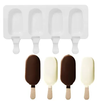 4 Ląstelių Silikono Ledų Formos Ledo Kubelių padėklas Maistas Saugus Popsicle Maker 