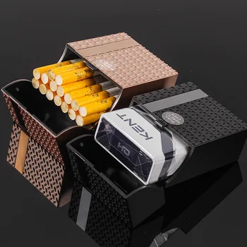 4 Plastikiniai Cigarečių Atveju, Push Open, Metalo Konstrukcijos su Veidrodžiu, Turi 1 pakelis 20 Cigarečių