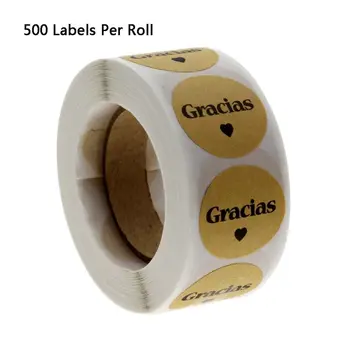 500pcs Kraft Gracias ispanijos Ačiū, etiketes, Lipdukus Paketas Paketas Antspaudas E15B