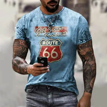 6 Shiel Alaus Europos ir Amerikos gatvės trumparankoviai marškinėliai kelių letter spausdinimo Nr. 66 gatvės atsitiktinis vasaros naują stilių