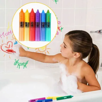 6PCS Kūdikių Vonios kambarys Pieštuku Plauti Kūrybos Spalvoti Grafiti Pen Vaikams Tapybos, Piešimo Pieštuku, Vonia Bathtime Žaisti Vaikų Žaislai