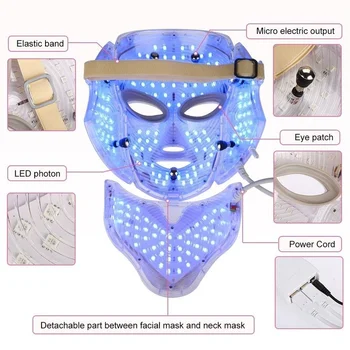 7 Spalvų Led Veido Kaukė, Veido Kaukė Mašina Spuogai Kaukė Kaklo Grožį Anti-Senėjimo Led Šviesos Terapijos Aparatas Odos Priežiūros Produktai