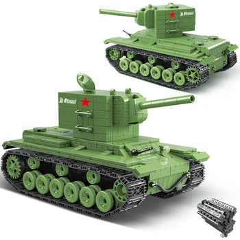 818PCS Karinis Tankas Sovietų Rusija KV2 Bakas Blokai Tinka Legoing Kareivis WW2 Policijos Armija Plytas, Vaikams, Vaikams, Žaislai, Dovanos