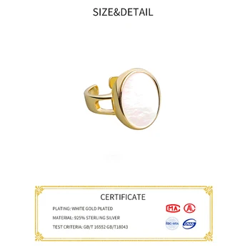 925 Sterlingas Sidabro Naujas Paprasto Dizaino, Ovalo Formos Akmens Aukso Spalvos Žiedų Šviesą Nelaimę Atidarymo Rankų Darbo Žiedas Mados Fine Jewelry