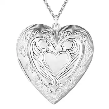 Aimarry 925 Sterling Silver 18 Colių Gyvatė Grandinės Širdies Foto Rėmelis Karoliai Moterų Šalis Vestuvių Dovanos Bižuterijos