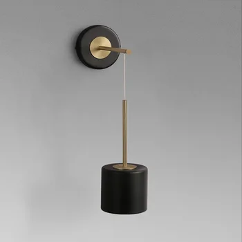 Aisilan prabanga sienos žibintai šepečiu juoda ir aukso sieniniai šviestuvai 5W miegamasis studijų LED šviestuvas