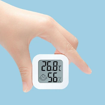 Amvolta Skaitmeninis Termometras su Drėgmėmačiu Indoor Mini Temperatūros Drėgmės Matuoklis LCD Elektroninių Kontroliuoti Veido Šypsena
