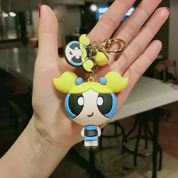 Animacinių filmų Keychain Charakteris Mielas Powerpuff Girl paketų prižiūrėtojų raktinę Pav Raktų pakabukai Poros Pagalvių Pakabukas Kūrybos Automobilių Pakabukas Didmeninės