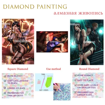 Anime Diamond Tapybos Final Fantasy Žaidimas Sexy Merginos Kryželiu Rinkiniai Cirkonio Kvadratinės ar Apvalios Deimantų Namų Patalpų Apdaila