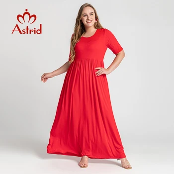 Astrid Moterų Vasaros Suknelė Moterims 2021 Elegantiškas Atsitiktinis Sexy O-kaklo Prom šalies Raudona Paprastos Suknelės plius dydžio Ilgas Chalatas moterims