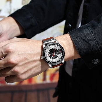 CURREN Mados Atsitiktinis Sporto Laikrodžiai Vyrams Black Top Brand Prabanga Karinės Odinis Riešo Žiūrėti Žmogus Laikrodis Mados Vyrų Laikrodis