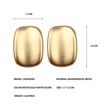 Carvejewl stačiakampio stud auskarai Korėja dizaino, matinės aukso apkalos spalvų paprastas metalo geometrinis auskarai moterims mergina papuošalai