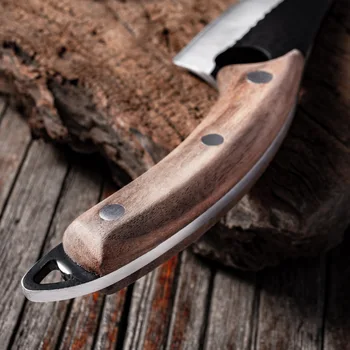Cuchillo de cocina de acero inoxidable hecho a mano, cuchillo de carnicero, cocina al aire libre, cortador de carnicero
