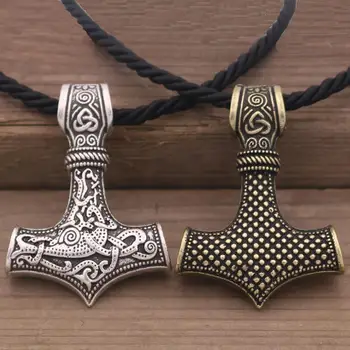 Didelių Skandinavų Vikingų Thor ' s Hammer Mjolnir Pakabukas Karoliai choker Viking Amuletas Skandinavijos pakabukas karoliai Vyrų Papuošalai