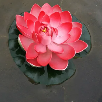 Dirbtinės Gėlės Baseinas Žuvų Bako Apdailos Netikrą Lapų Modeliavimas Lotus EVA Su Vandens Lelija Trinkelėmis Papuošalai 18cm Amatų Augalų