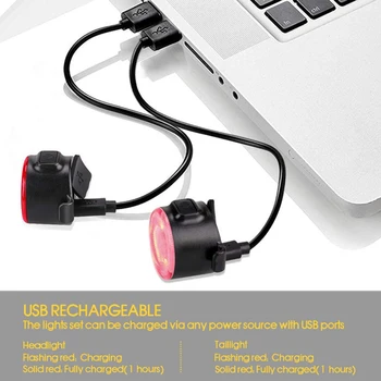 Dviračių Žibintai USB Įkrovimo Kalnų Dviračių užpakalinis žibintas atsparus Vandeniui COB Saugos Įspėjimas Dviračių Žibintų Naktį Lempa