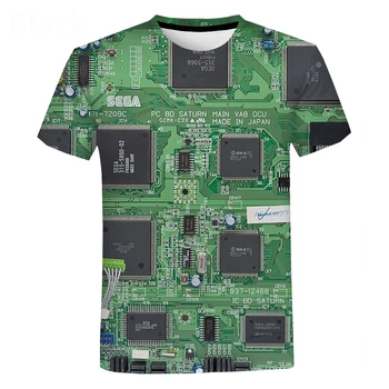 Elektroninių Hip-Hop Marškinėliai Vyrams 3D Staklės Spausdinami Elektroninė Plokštė Marškinėliai Harajuku Stilius Vasaros Trumpas Rankovės