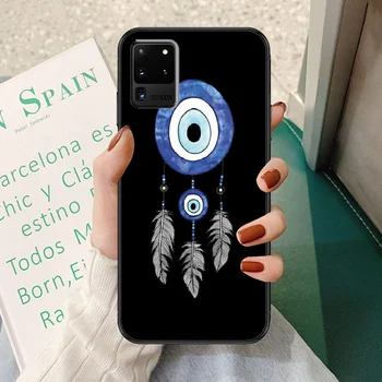 Evil eye Telefono dėklas, Skirtas Samsung Galaxy Note 4 8 9 10 20 S8 S9 S10 S10E S20 Plius UITRA Ultra black 3D atsparus vandeniui tapyba