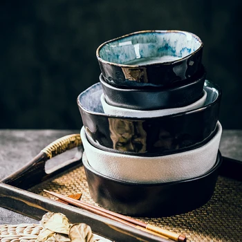 FANCITY Japonų stiliaus pudingas dubenėlį vaisių salotų dubenį keramikos dubenėlį restoranas didelių vištienos karis dubenį restoranas giliai sriuba bowl