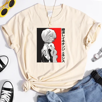 Genesis Evange Liūtas Ayanami Rei Japonų Animacinių filmų Spausdinti Moterų T Shirts Prarasti Viršūnes Atsitiktinis Tee Marškinėliai Vasaros Moterų Marškinėliai