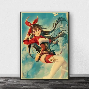 Genshin Poveikio Plakatas Žaidimas Tapyba HD Drobės Spaudiniai Anime Mergina Sienos Meno Spaudinius Bendrabučio Plakatai Kambarį Baras Namų Dekoro