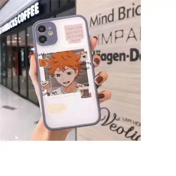 Haikyuu Hinata išpuolių Anime Telefono dėklas Skirtas iPhone 12 11 Mini Pro XR XS Max 7 8 Plus X Matinis skaidrus, Pilka Galinį Dangtelį