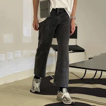 IEFB korėjos Streetwear Mados Vintage Plauti Black Jeans vyriški Vidurio Aukšto Juosmens Atsitiktinis Tendencija Tiesiai Džinsinio audinio Kelnes, Smėlio spalvos 9Y6925