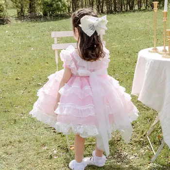 Ispanijos Kūdikių Drabužiai Be Rankovių Princesė Kamuolys Suknelė Vaikų Gimtadienio Velykų Eid Girl Lolita Dress A186