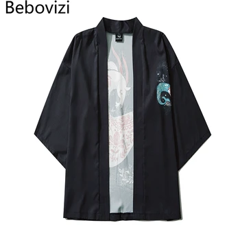 Japonijos Megztinis Vyrams Haori Yukata Samurajus Kostiumas Moterims Kimono Marškinėliai Drabužių Vyras Mada Žvaigždynas Avinas Juoda Striukė
