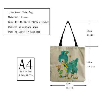 Japonų Stiliaus Mielas Gyvūnų Rankinėje Žalia Alpaka Spausdinti Didelės Talpos Moterų Pirkinių Krepšys Pečių Maišą Nešti Gali Custom Modelis