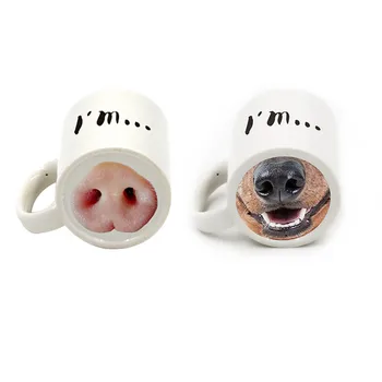 Juokinga, Šuo, Kiaulė Nosies Puodelis Puodelis Kūrybinės Keramikos Ženklo Gėrimų Juoktis Arbatos, Kavos Puodeliai