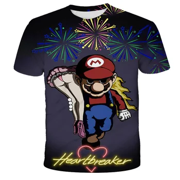 Karšto Pardavimo Harajuku Klasikiniai žaidimai, Super Mario vaikų Berniukų ir mergaičių marškinėliai Super Smash Bros 3D t-shirt hip-hop marškinėlius streetwear