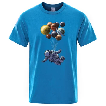 Kvėpuojantis Brand T-Marškinėliai vyriški Astronautas Kosmoso Kelionių Vyrų T Shirts Hip-Hop Viršūnes Mados Marškinėlius Planetos Balionas Vyras Tee Marškinėliai