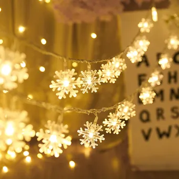 LED Lauko Snowflower Šviesos Eilutę Girliandas Patalpų Apšvietimas su baterijomis Girliandą Vestuvių papuošalai Kalėdų Pasakų Žibintai