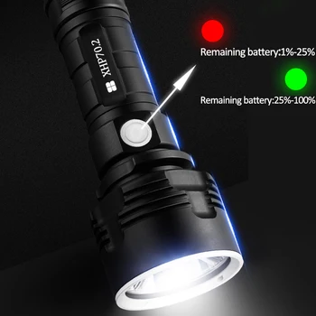 LED Žibintuvėlis XHP70.2 Super Galingas USB Taktinis Žibintuvėlis L2 Lempa Flash Įkrovimo 26650 Baterija Žibintų Kempingų Ir Žvejybos