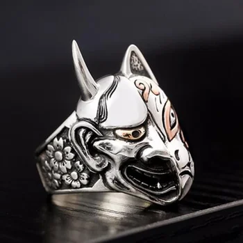Mados kūrybiškumą Vyrų, Moterų Mados Fox Veido Katės Susiduria su Žiedo Punk, Gothic Žiedas Demonas Pusę Veido Žiedas dovana