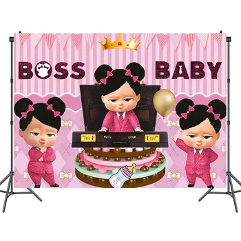 Mažai Bosas Mergina Baby Shower Fotografijos Backdrops Rožinė Tema Naujagimių Sluoksnių 1-ojo Gimtadienio Vaikai Šalis Tortas, Stalo Dekoras