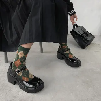 Mažas odos batai moterims 2021 metų pavasario modelių batai moterų Japonijos aukšti kulniukai retro platforminiai batai moterims