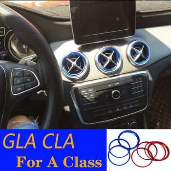 Mercedes Benz CLA GLA GLC Klasės W117 X156 AMG Automobilių Stilius Oro Sąlygos KINTAMOSIOS srovės Lizdo Oro Angos Žiedas Dangtelis Apdaila Apdailos 5 VNT
