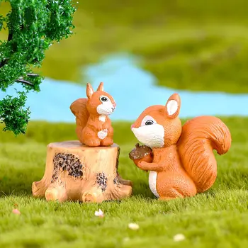 Mielas Voverė Mini Figūrėlės Amatų Pasakų Sodo Miniatiūros Dirbtinis Voverė Statulėlės Micro Kraštovaizdžio Dekoras Vaikų Naudai