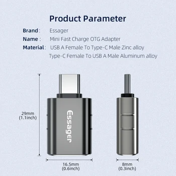 Mini USB 3.0, USB, C, Vyrų Greitai Įkrauti OTG USB Adapterius C Su USB Vyrų Aliuminio Lydinio Duomenų Perdavimo Mobiliojo Telefono Jungtys