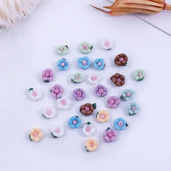 Mišraus Stiliaus 3D Dervos Spalvotų Rožių Gėlių Dizainas, Japonų stiliaus Mažų Šviežių trimatis Pearl Nagų dailės Apdaila