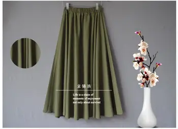 Moterų medvilniniai sijonai pavasarį ilgai skyriuje Pavasario ir Rudens pusė ilgio lino sijonas didelis sijonas prarasti juosmens slidinėjimo juoda