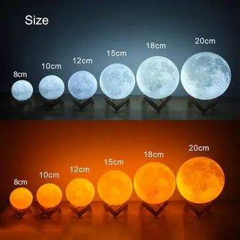 Mėnulis žibintas 3D Spausdinimo Naktį Šviesos Įkrovimo 3 Spalvos Bakstelėkite Kontrolės lemputė užsidega, 16 Spalvas Pakeisti Nuotolinio LED Mėnulio Šviesos Dovana Dropship