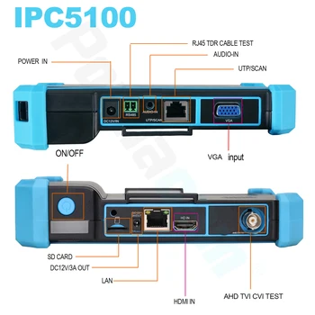 Naujas atvyko IPC-5100 Plius VAIZDO Testeris ekranas 5 Colių Vaizdo Stebėjimo Testeris Penkių-in-one Bendraašius POE 8MP 1080P HAINAUT TVI CVI