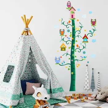 Nedidelis medis pelėda namas aukštis lipdukai, sienų lipdukai vaikų miegamasis studijų dekoravimas sienų lipdukai