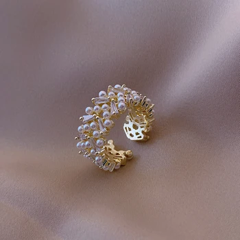 Neo Gotikinio Cirkonis Perlas Aukso Atidarymo Žiedai Moteris korėjos bižuterijos Vestuves Mergina Neįprasta Žiedai Studentų Dovana