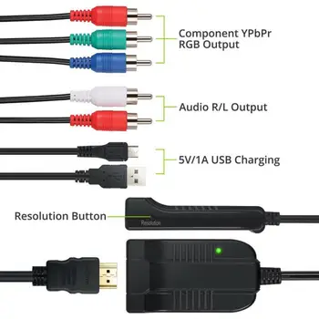 Nešiojamų Universalus HDMI suderinamus su YPbPr Component Video Converter RGB Adapteris DC Kabelis Namų kino Teatro Naujas Dropshipping