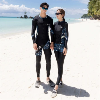 Plius dydis-ilgomis rankovėmis maudymosi kostiumai UV apsauga banglenčių maudymosi kostiumėlį vyrai moterys rungtynės korėjiečių pora paplūdimio drabužiai 2020 mėgėjams maudymosi kostiumėliai